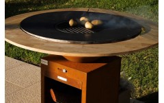 Circular wooden table for brasero Saturn 120