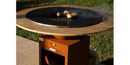 Circular wooden table for brasero Saturn 120