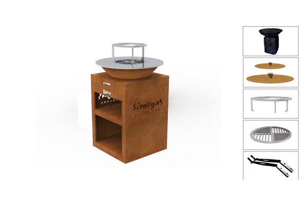 Pack complet Brasero Corten Saturn High L - 60cm - Plaque acier rectifié