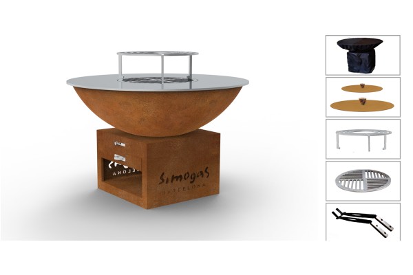 Pack complet Brasero Corten Saturn Medium M - 100cm - Plaque acier rectifié