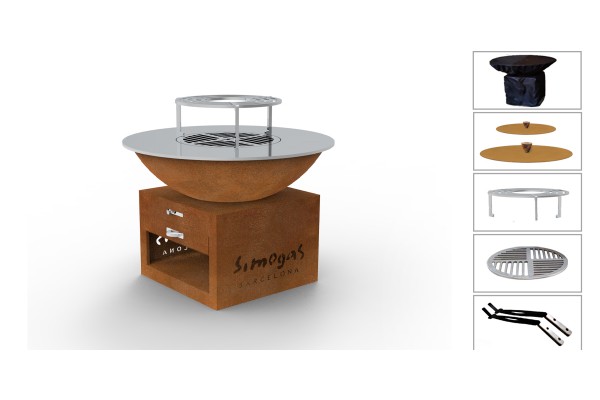 Pack complet Brasero Corten Saturn Medium M - 80cm - Plaque acier rectifié