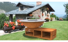 Brasero barbecue corten steel - plate ground steel  Jupiter M - 120cm